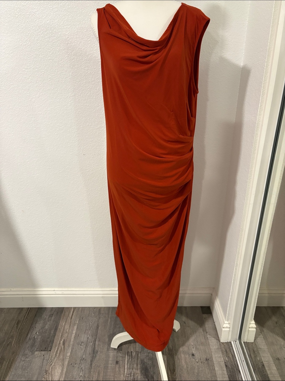 Draped Maxi dress in Rust Orange